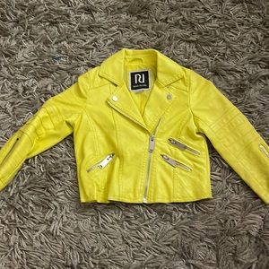 River Island girls yellow “leather” jacket 3T